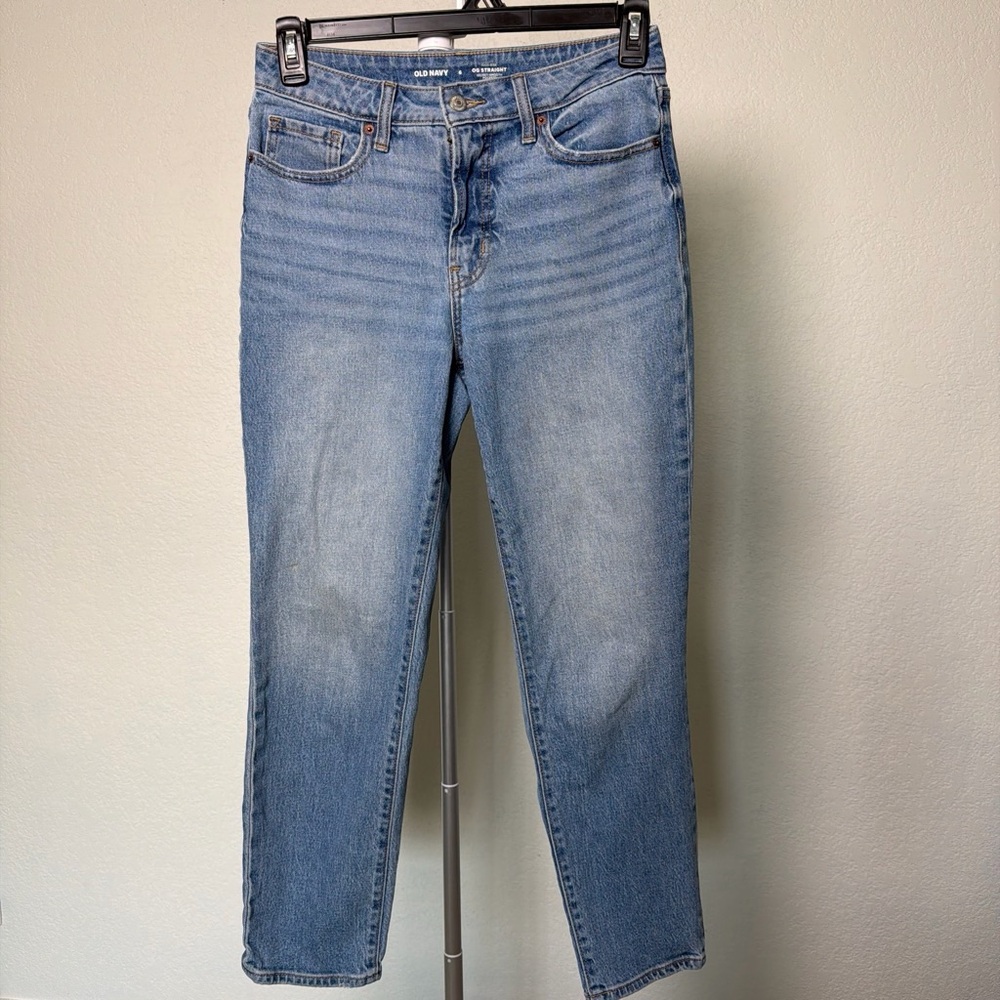 Old Navy Medium Light Blue High-Rise Straight Jeans - Women's